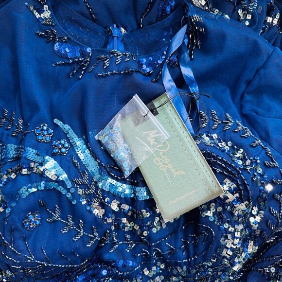 Mac Duggal Long Sleeve Embellished Illusion Evening Gown 12 Maxi Dress 5217 New - Picture 2 of 9